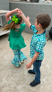 Green Bow Back Peplum