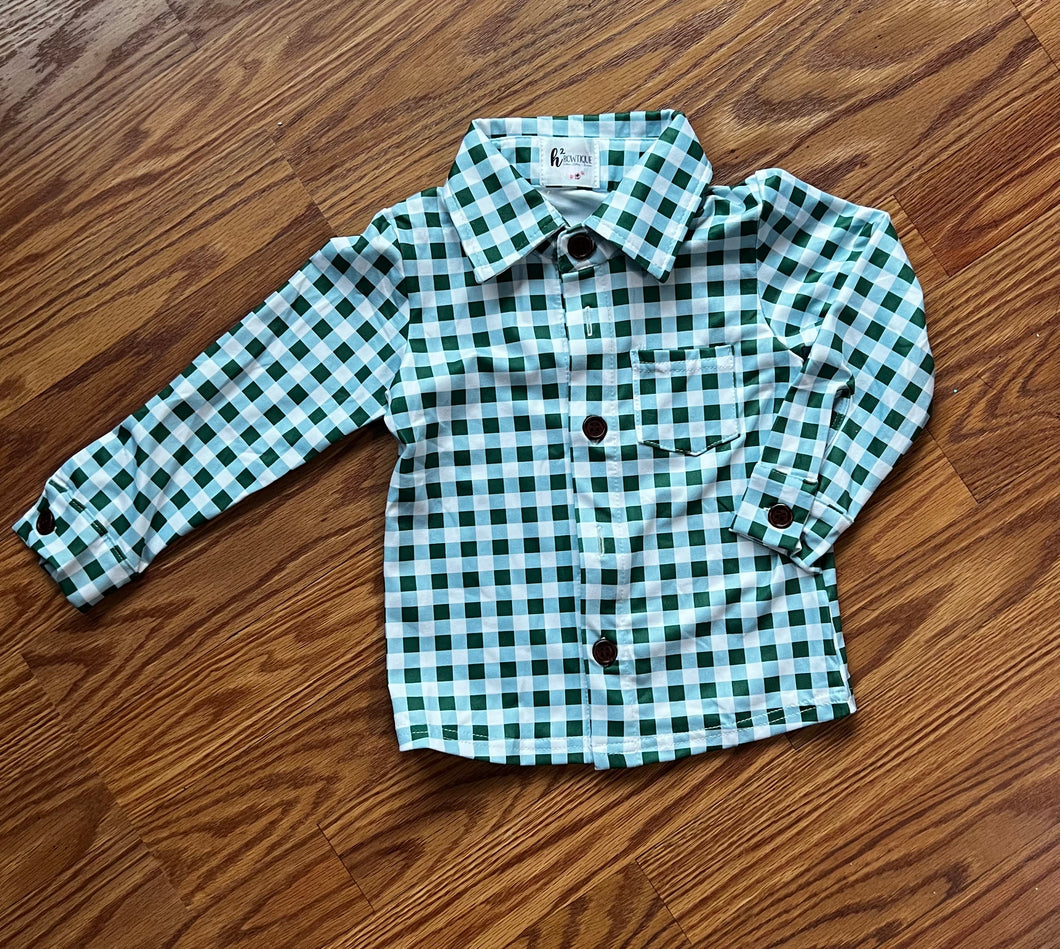 Green Plaid Polo Longsleeve